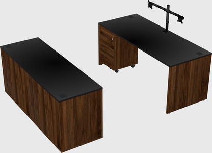 Parallel desk with credenza
