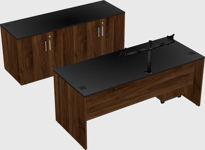 Parallel desk with credenza