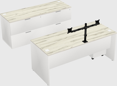 Bureau parallèle avec crédence