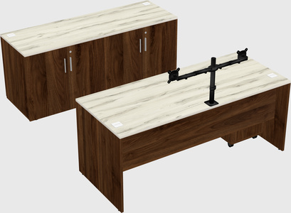 Bureau parallèle avec crédence