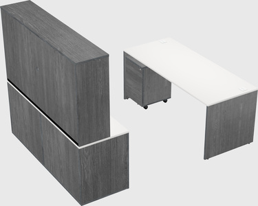 Parallel desk with credenza