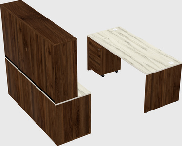 Parallel desk with credenza
