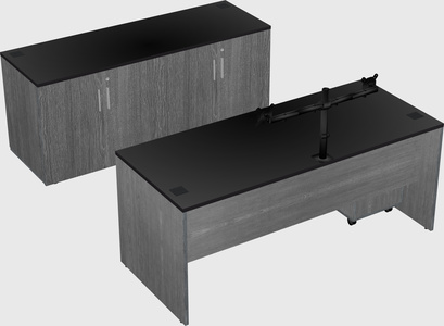 Bureau parallèle avec crédence