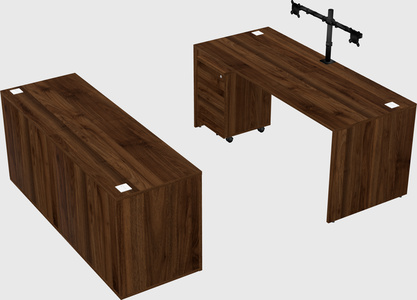 Parallel desk with credenza