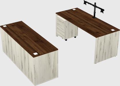 Parallel desk with credenza