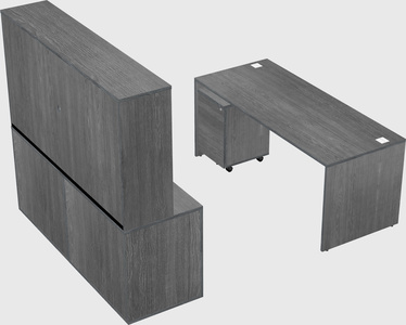 Parallel desk with credenza
