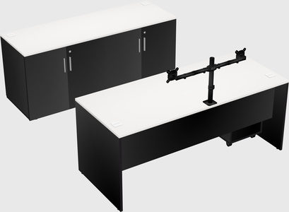Bureau parallèle avec crédence