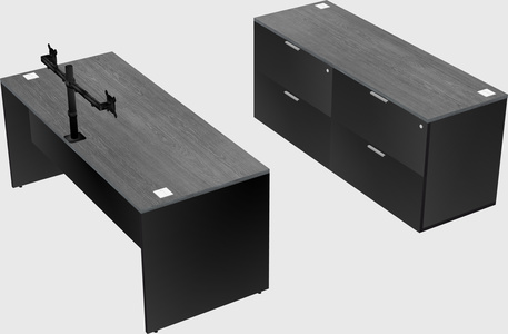 Parallel desk with credenza