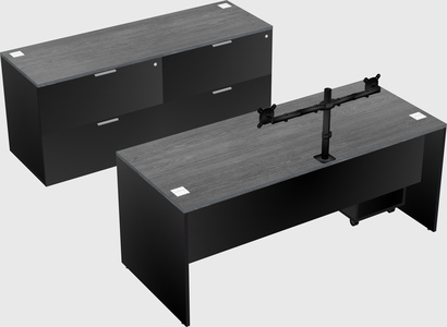 Parallel desk with credenza