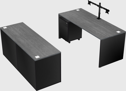 Bureau parallèle avec crédence