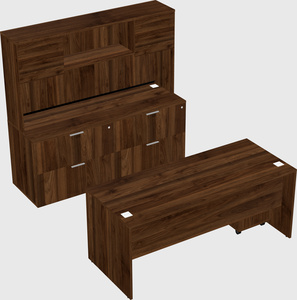 Parallel desk with credenza