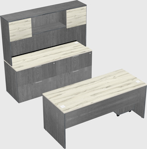 Parallel desk with credenza