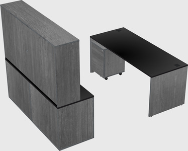 Parallel desk with credenza