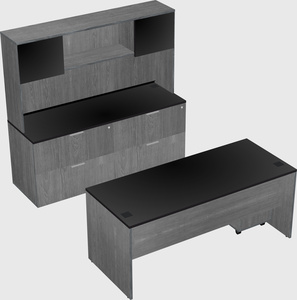 Parallel desk with credenza