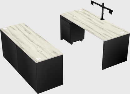 Parallel desk with credenza