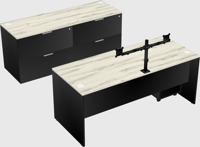 Parallel desk with credenza