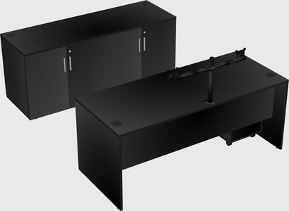 Bureau parallèle avec crédence
