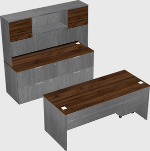 Parallel desk with credenza