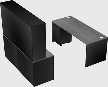Parallel desk with credenza