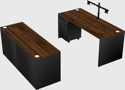 Parallel desk with credenza