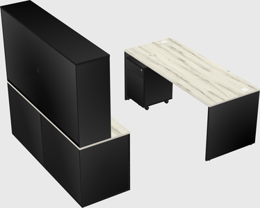 Parallel desk with credenza