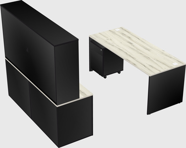 Parallel desk with credenza