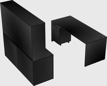 Parallel desk with credenza