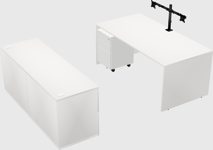 Bureau parallèle avec crédence