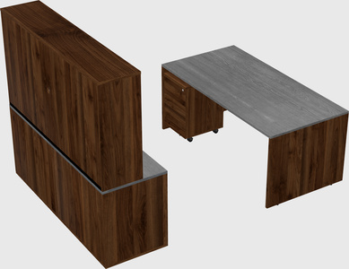 Parallel desk with credenza