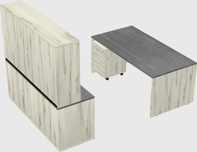 Parallel desk with credenza