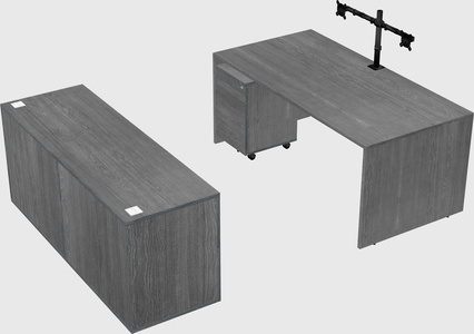 Bureau parallèle avec crédence