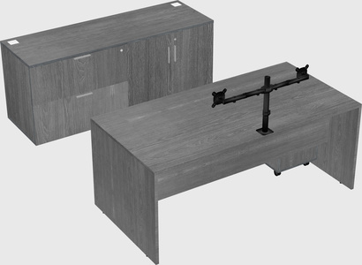 Bureau parallèle avec crédence