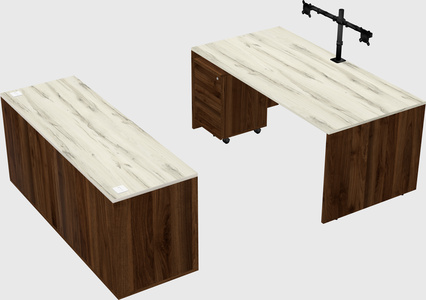 Parallel desk with credenza