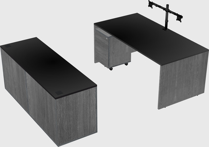 Bureau parallèle avec crédence