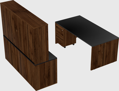 Parallel desk with credenza