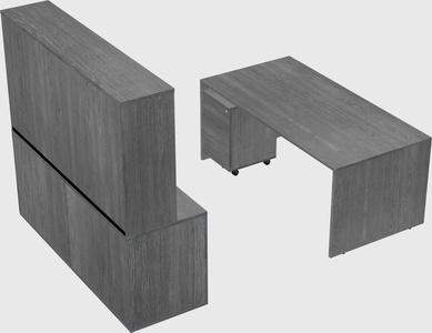 Parallel desk with credenza