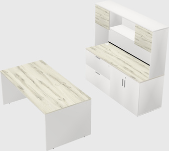Parallel desk with credenza