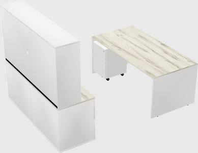Parallel desk with credenza