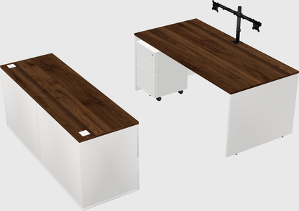 Parallel desk with credenza