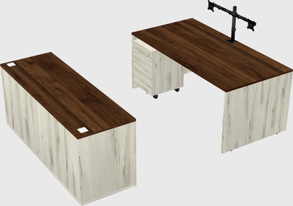 Parallel desk with credenza