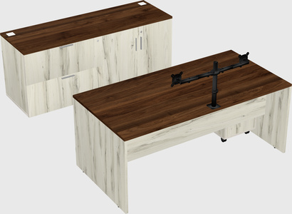 Parallel desk with credenza