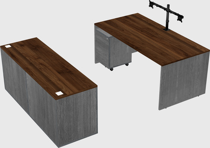 Parallel desk with credenza
