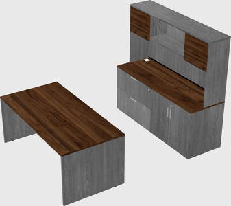 Bureau parallèle avec crédence