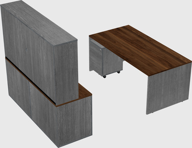 Bureau parallèle avec crédence