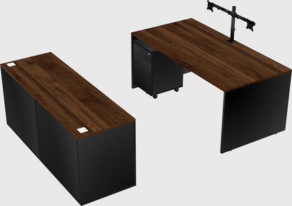Parallel desk with credenza