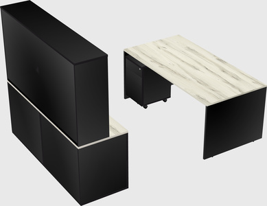 Bureau parallèle avec crédence