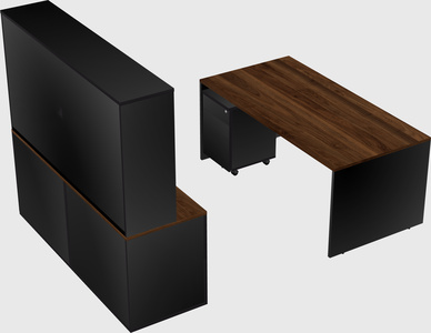 Parallel desk with credenza