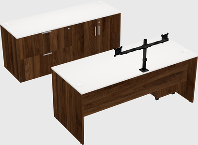 Bureau parallèle avec crédence