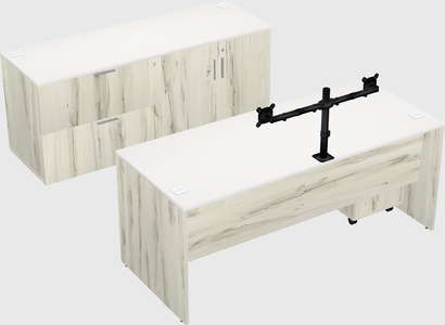 Parallel desk with credenza