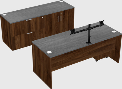 Parallel desk with credenza